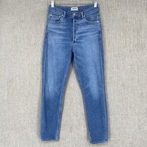 AGOLDE Jeans Womens 27 Blue Nico High Rise Slim Button Fly Light Wash Stretch